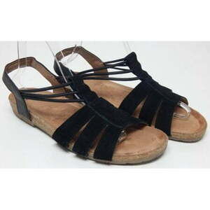 Earth Origins Laney Size 10 W WIDE EU 42 Women S Suede Slingback Sandals Black